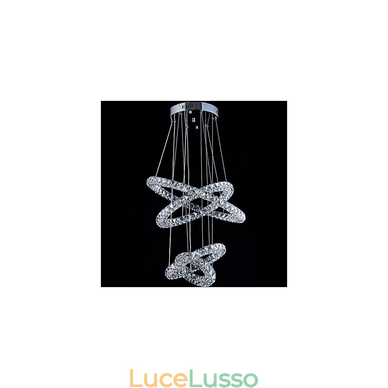 Lampadario a sospensione con anello di cristallo, lampadario moderno da soffitto, lampadario con illuminazione