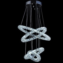 Lampadario a sospensione con anello di cristallo, lampadario moderno da soffitto, lampadario con illuminazione
