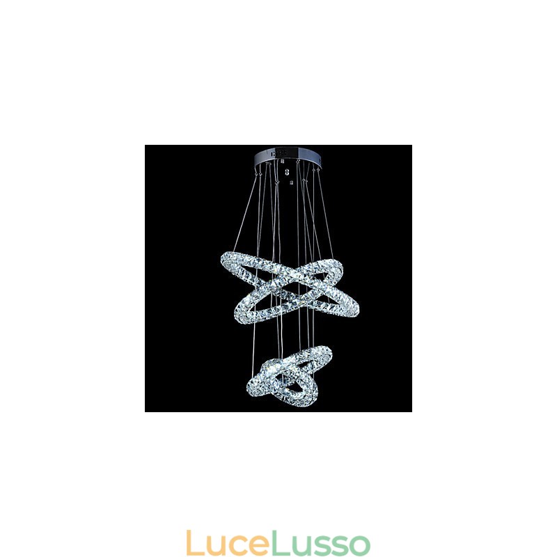 Lampadario a sospensione con anello di cristallo, lampadario moderno da soffitto, lampadario con illuminazione