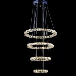 Lampadario a sospensione con anello di cristallo, lampadario moderno da soffitto, lampadario con illuminazione