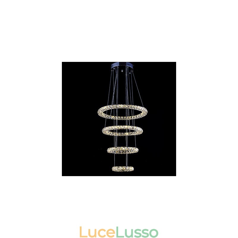 Lampadario a sospensione con anello di cristallo, lampadario moderno da soffitto, lampadario con illuminazione