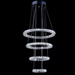 Lampadario a sospensione con anello di cristallo, lampadario moderno da soffitto, lampadario con illuminazione