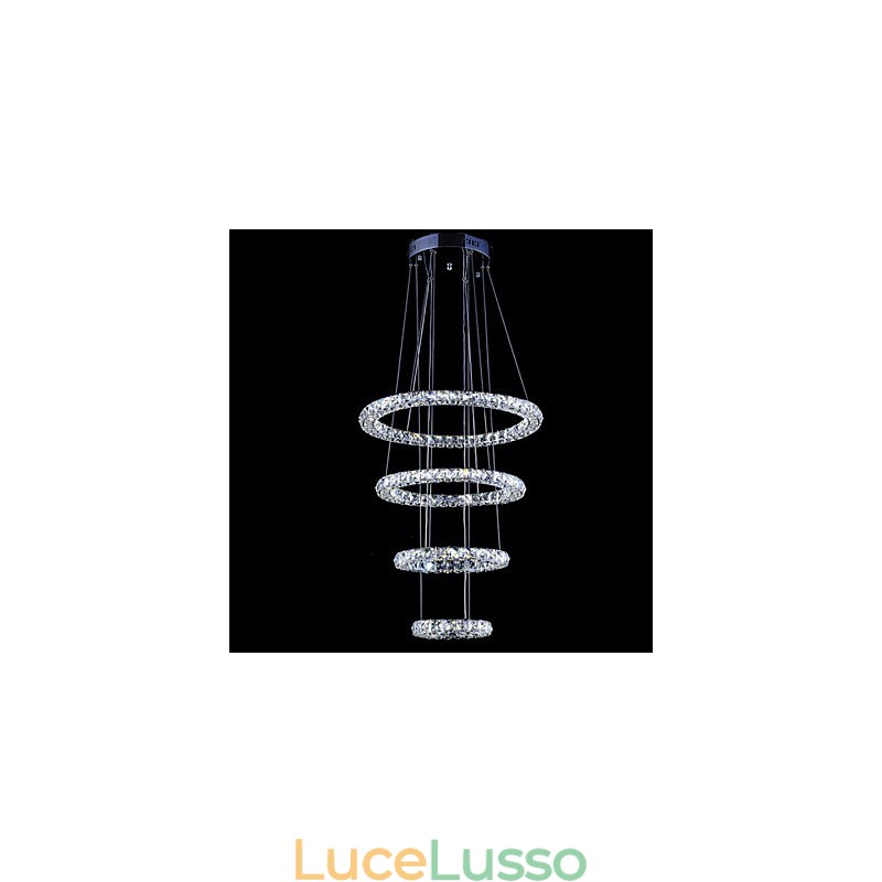 Lampadario a sospensione con anello di cristallo, lampadario moderno da soffitto, lampadario con illuminazione