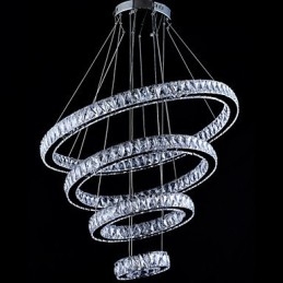 Lampada a sospensione in cristallo Lampada da soffitto Lampadario Apparecchi di illuminazione con 4 anelli