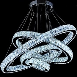 Lampada a sospensione in cristallo Lampada da soffitto Lampadario Apparecchi di illuminazione con 4 anelli