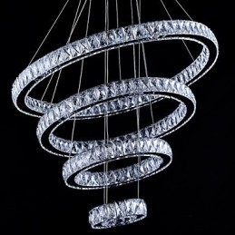 Lampada a sospensione in cristallo Lampada da soffitto Lampadario Apparecchi di illuminazione con 4 anelli