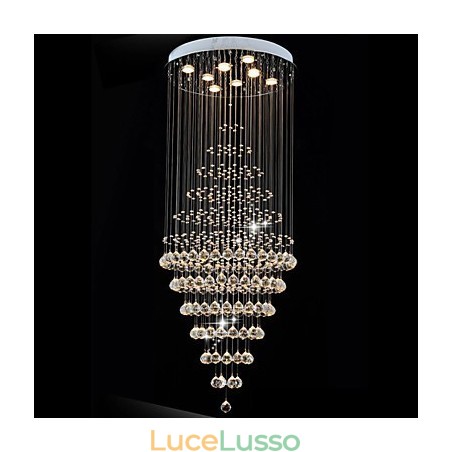 Lampadario moderno in cristallo, lampada a sospensione, lampada da soffitto con 8 lampadine H180CM Lampadario moderno in cristallo, lampada a sospensione, lampada da soffitto con 8 lampadine H180CM