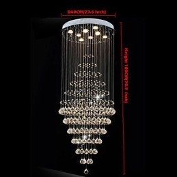 Lampadario moderno in cristallo, lampada a sospensione, lampada da soffitto con 8 lampadine H180CM