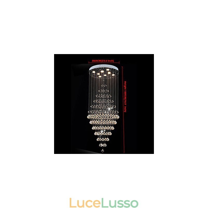 Lampadario moderno in cristallo, lampada a sospensione, lampada da soffitto con 8 lampadine H180CM