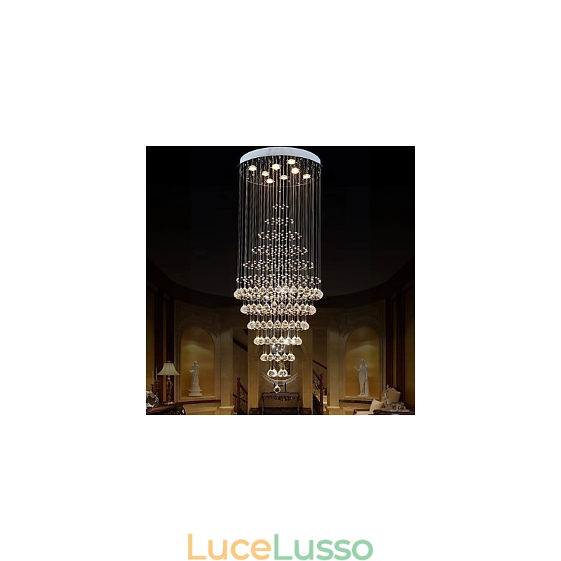 Lampadario moderno in cristallo, lampada a sospensione, lampada da soffitto con 8 lampadine H180CM