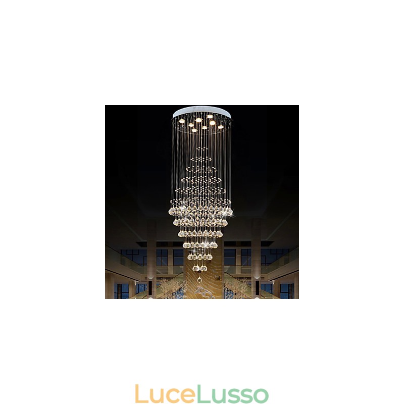 Lampadario moderno in cristallo, lampada a sospensione, lampada da soffitto con 8 lampadine H180CM