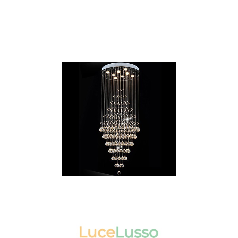 Lampadario moderno in cristallo, lampada a sospensione, lampada da soffitto con 8 lampadine H180CM