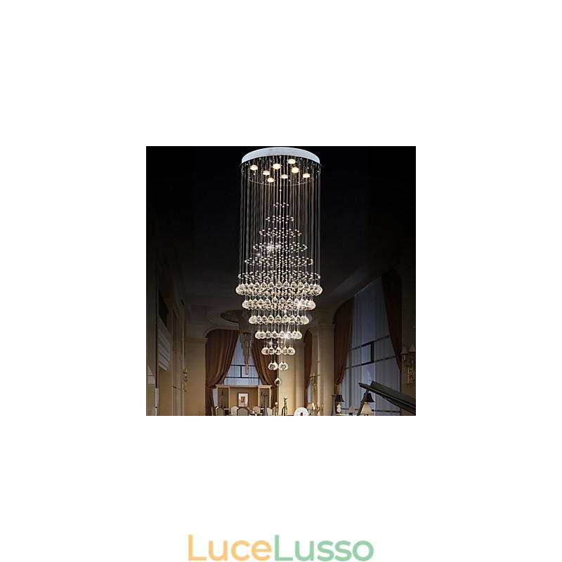 Lampadario moderno in cristallo, lampada a sospensione, lampada da soffitto con 8 lampadine H180CM