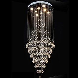 Lampadario moderno in cristallo, lampada a sospensione, lampada da soffitto con 8 lampadine H180CM