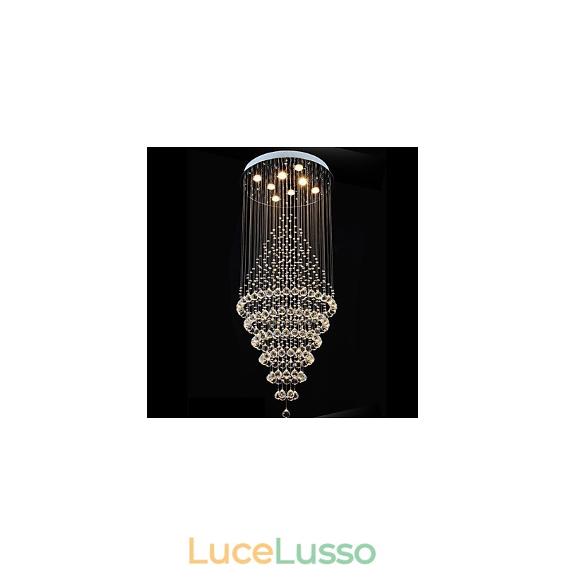 Lampadario moderno in cristallo, lampada a sospensione, lampada da soffitto con 8 lampadine H180CM