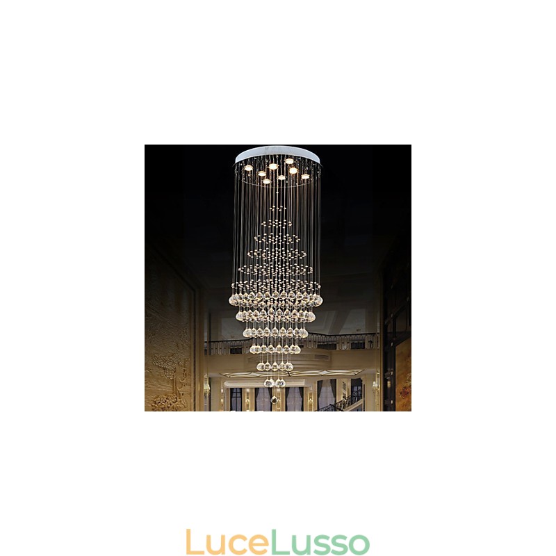 Lampadario moderno in cristallo, lampada a sospensione, lampada da soffitto con 8 lampadine H180CM