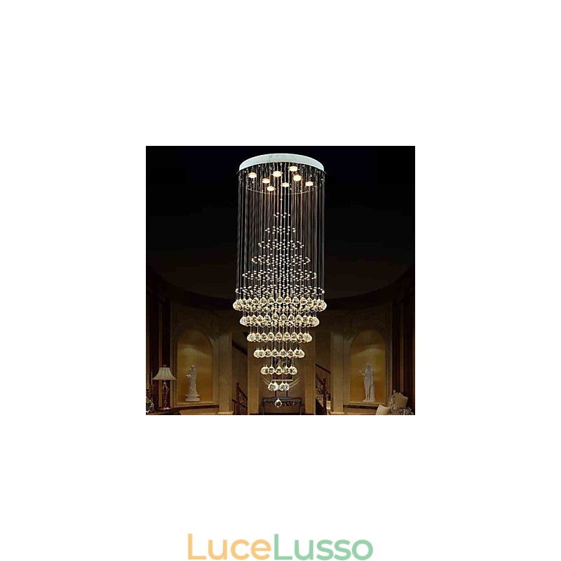 Lampadario moderno in cristallo, lampada a sospensione, lampada da soffitto con 8 lampadine H180CM