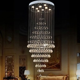 Lampadario moderno in cristallo, lampada a sospensione, lampada da soffitto con 8 lampadine H180CM