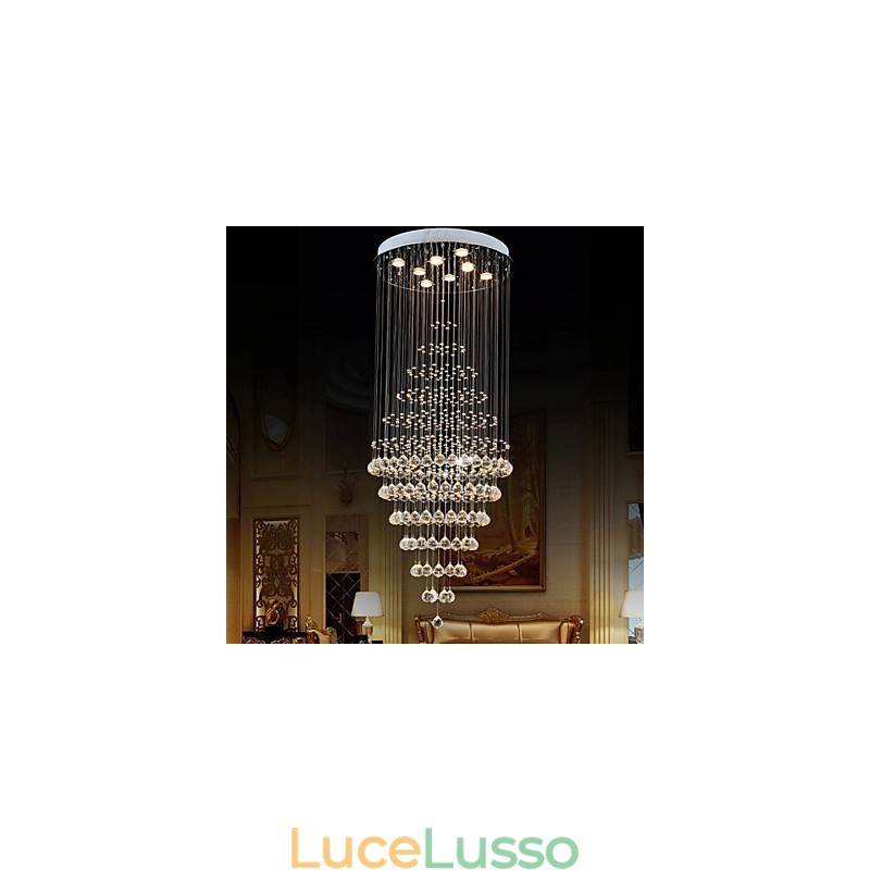 Lampadario moderno in cristallo, lampada a sospensione, lampada da soffitto con 8 lampadine H180CM