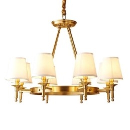 Lampadario rotondo in ottone puro, luce pendente tradizionale classica