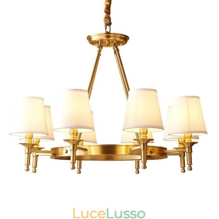 Lampadario rotondo in ottone puro, luce pendente tradizionale classica Lampadario rotondo in ottone puro, luce pendente tradizionale classica
