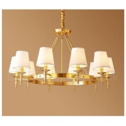 Lampadario rotondo in ottone puro, luce pendente tradizionale classica