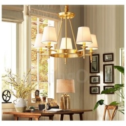 Lampadario rotondo in ottone puro, luce pendente tradizionale classica