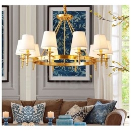 Lampadario rotondo in ottone puro, luce pendente tradizionale classica