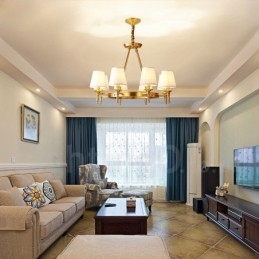 Lampadario rotondo in ottone puro, luce pendente tradizionale classica