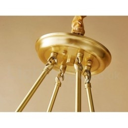 Lampadario rotondo in ottone puro, luce pendente tradizionale classica