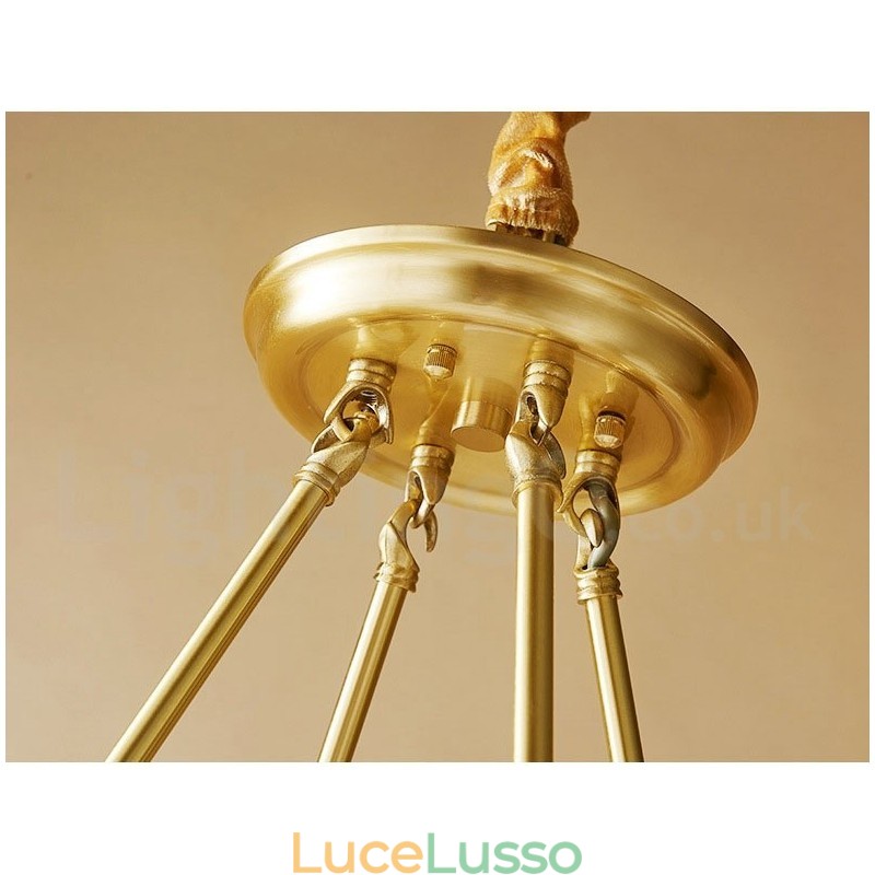 Lampadario rotondo in ottone puro, luce pendente tradizionale classica