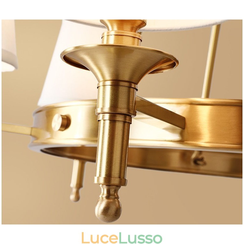 Lampadario rotondo in ottone puro, luce pendente tradizionale classica