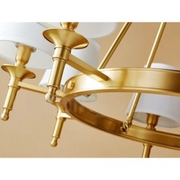 Lampadario rotondo in ottone puro, luce pendente tradizionale classica