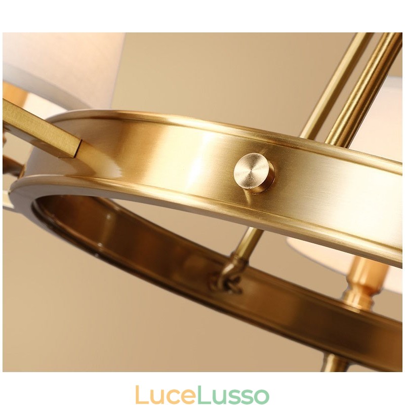 Lampadario rotondo in ottone puro, luce pendente tradizionale classica