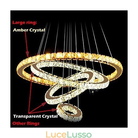 Lampade a sospensione Lampada da soffitto Lampadario Illuminazione Rotonda 4 Anelli Grande Anello Cristallo Ambra e Altro Cristallo Trasparente Lampade a sospensione Lampada da soffitto Lampadario Illuminazione Rotonda 4 Anelli Grande Anello Cristallo Ambra e Altro Cristallo Trasparente