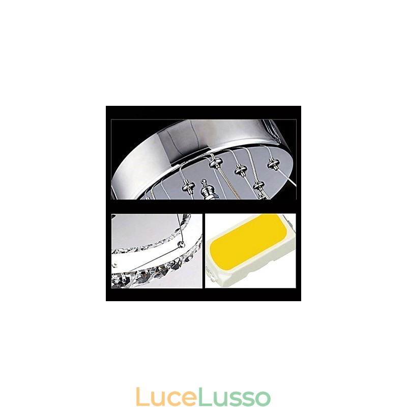 Lampade a sospensione Lampada da soffitto Lampadario Illuminazione Rotonda 4 Anelli Grande Anello Cristallo Ambra e Altro Cristallo Trasparente
