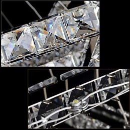 Lampade a sospensione Lampada da soffitto Lampadario Illuminazione Rotonda 4 Anelli Grande Anello Cristallo Ambra e Altro Cristallo Trasparente