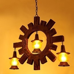 Lampadario antico in legno Lampada da soggiorno in stile country americano