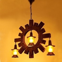 Lampadario antico in legno Lampada da soggiorno in stile country americano