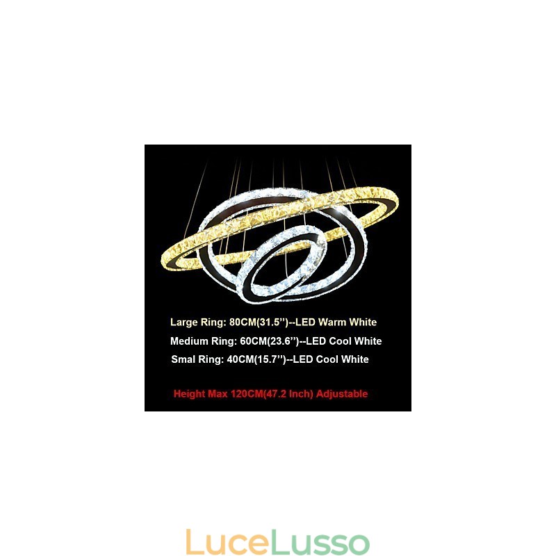 Lampadari a sospensione in cristallo, lampadari, apparecchi di illuminazione con bianco caldo e freddo D406080cm