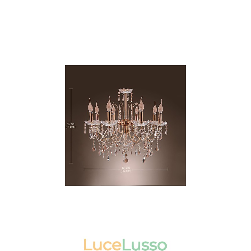 Elegante lampadario di cristallo con 9 luci