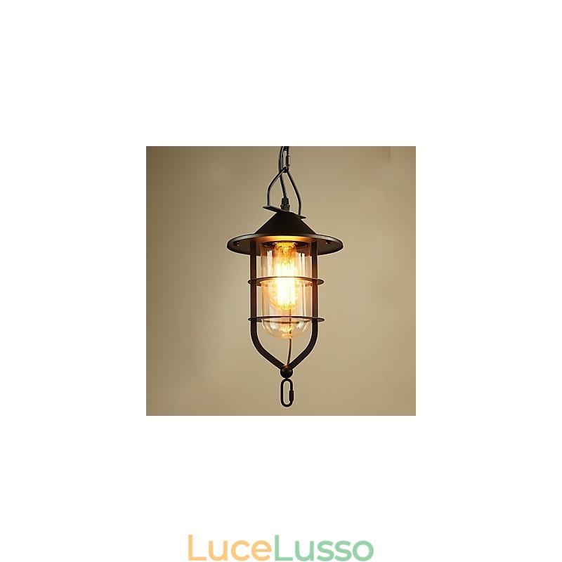 Lampada a sospensione in metallo con pittura country vintage per garage