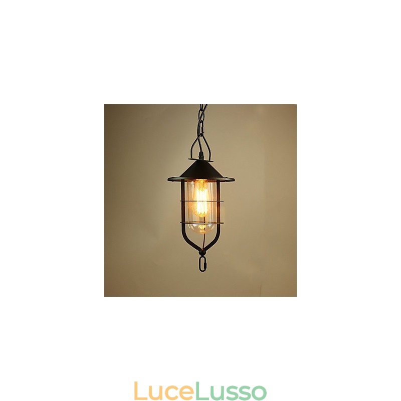 Lampada a sospensione in metallo con pittura country vintage per garage