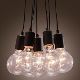Lampada a sospensione a sfera in vetro Loft con lampadina Edison a 7 teste, moderna