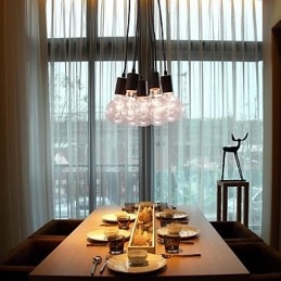 Lampada a sospensione a sfera in vetro Loft con lampadina Edison a 7 teste, moderna