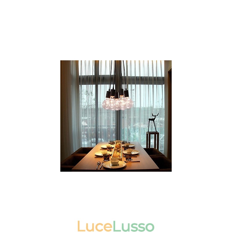 Lampada a sospensione a sfera in vetro Loft con lampadina Edison a 7 teste, moderna