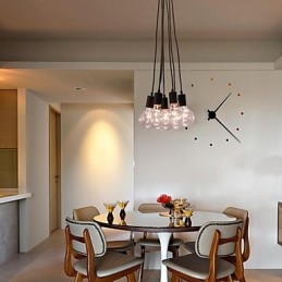 Lampada a sospensione a sfera in vetro Loft con lampadina Edison a 7 teste, moderna