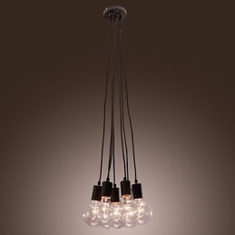 Lampada a sospensione a sfera in vetro Loft con lampadina Edison a 7 teste, moderna