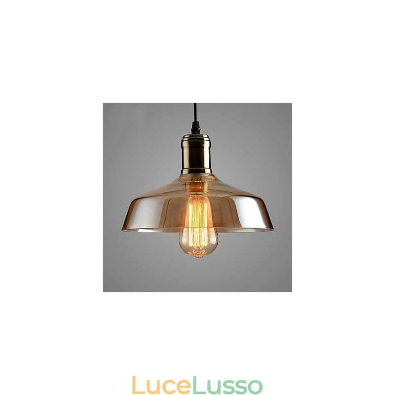 Lampada a sospensione in vetro con illuminazione retrò