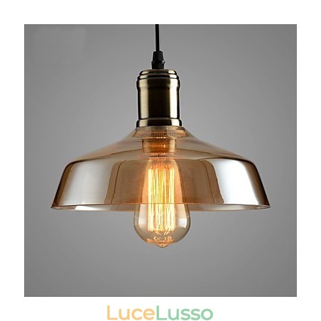 Lampada a sospensione in vetro con illuminazione retrò Lampada a sospensione in vetro con illuminazione retrò